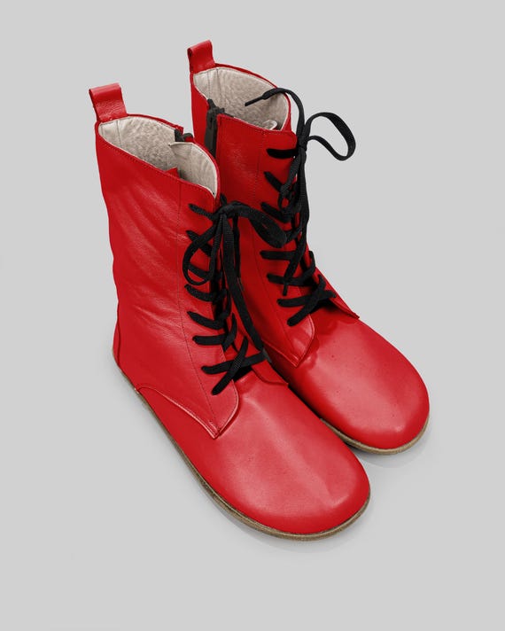 Stiefel Rote Leder Schuhe Damen Klassische Stiefeletten In Rot