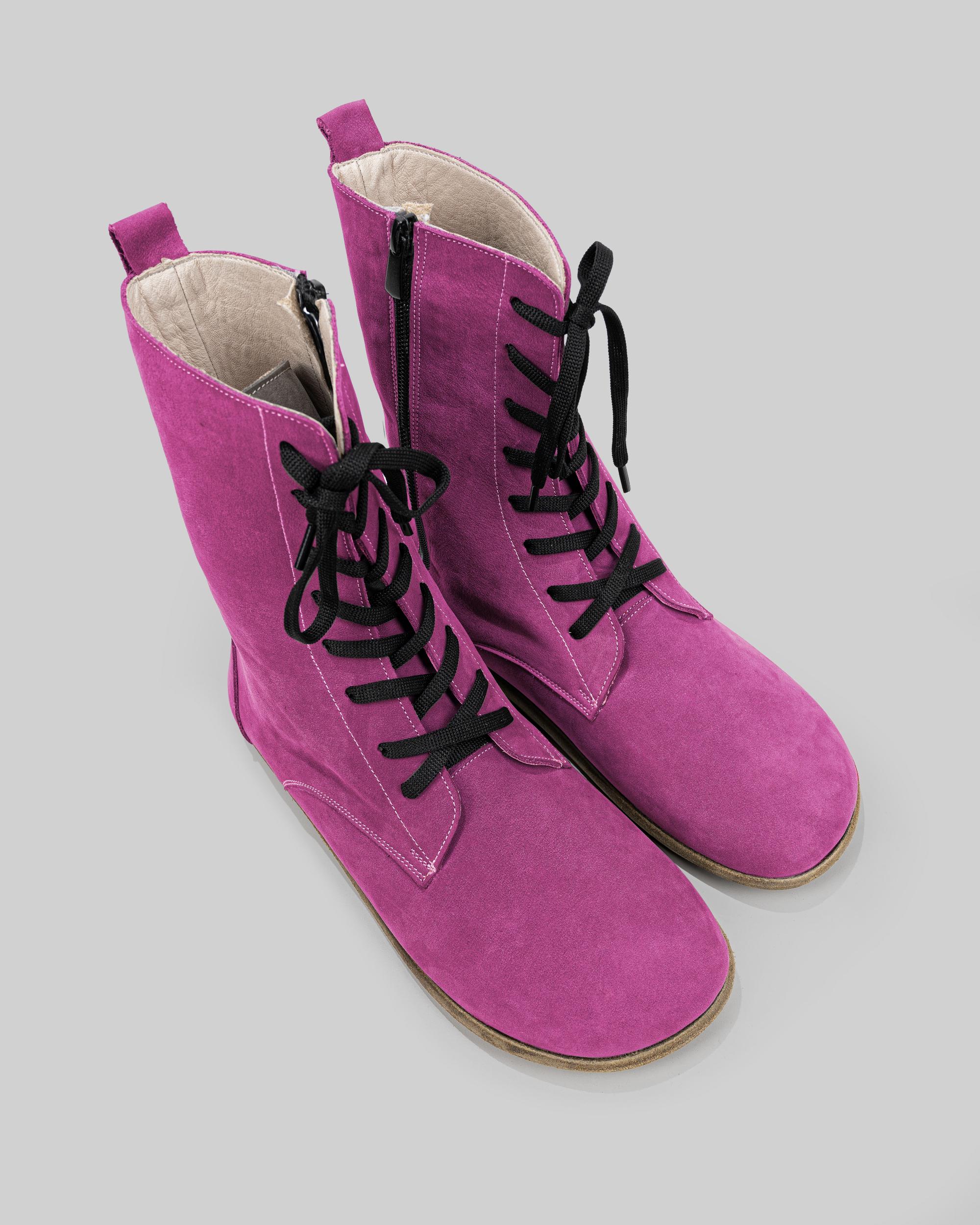 Women Leather Boots for WIDER Foot, Barefoot Fuchsia Handmade Shoes ,Turkish Medieval Boots, Winter, Christmas Gift