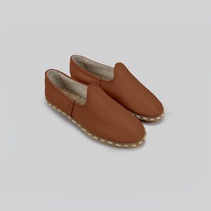 Minimalist Leather Loafers, Dark Tan, Wide Toe Box (Zero Drop)