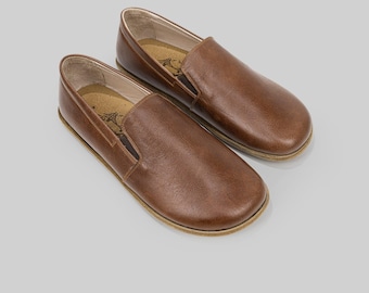 Buffalo Leather Slip-Ons for Men: Antique Vintage, Wide Toe Box