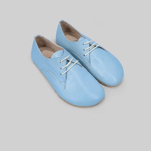 Light Blue Suit Cream Leather Oxford Wedding Shoes For Men: Wide Toe, Groom