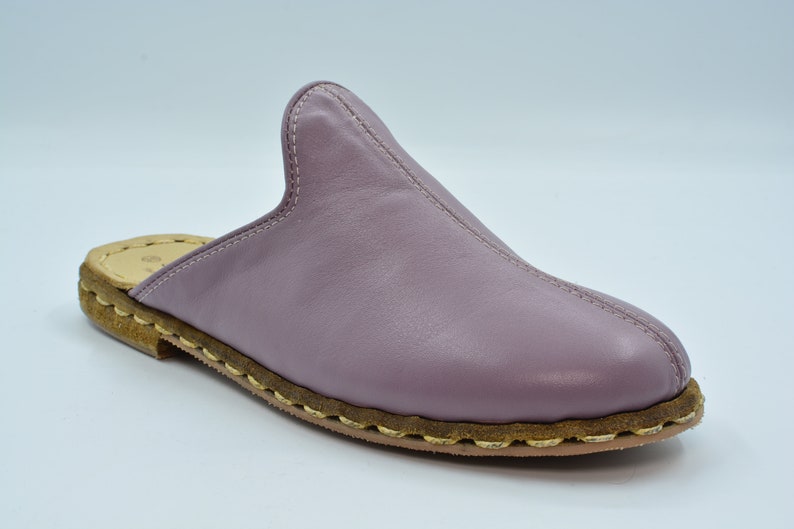 Unisex Purple Color Leather Handmade Slipper Leather Handmade Slipper Gift For Men Gift For Women