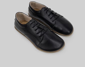 Leather Barefoot Tie Sneakers - Flexible, Wide Toe Box for Men