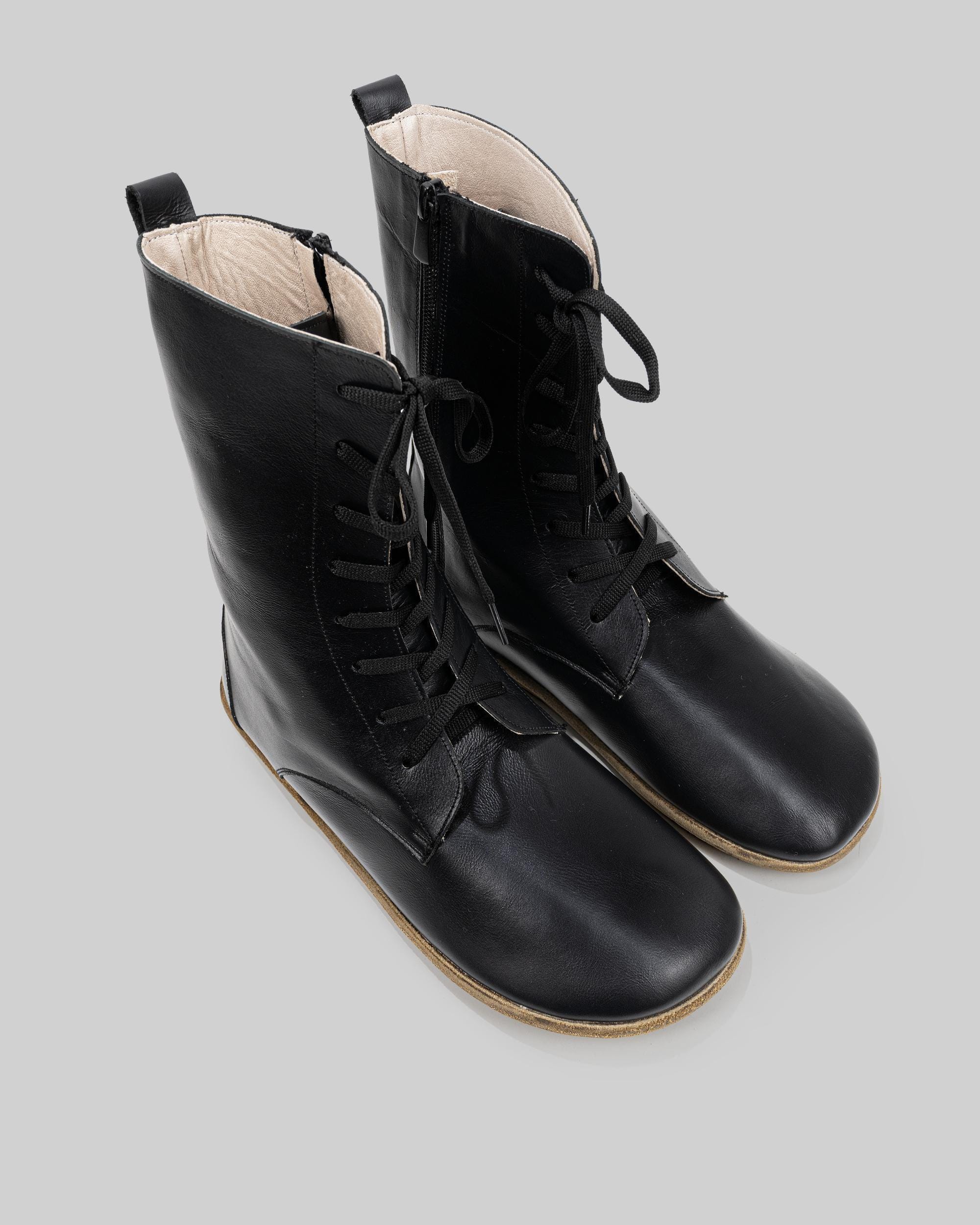 Classic Black Leather Boots with Brown Sole Sajan Brown Leather Boots | ALOHAS main image 2