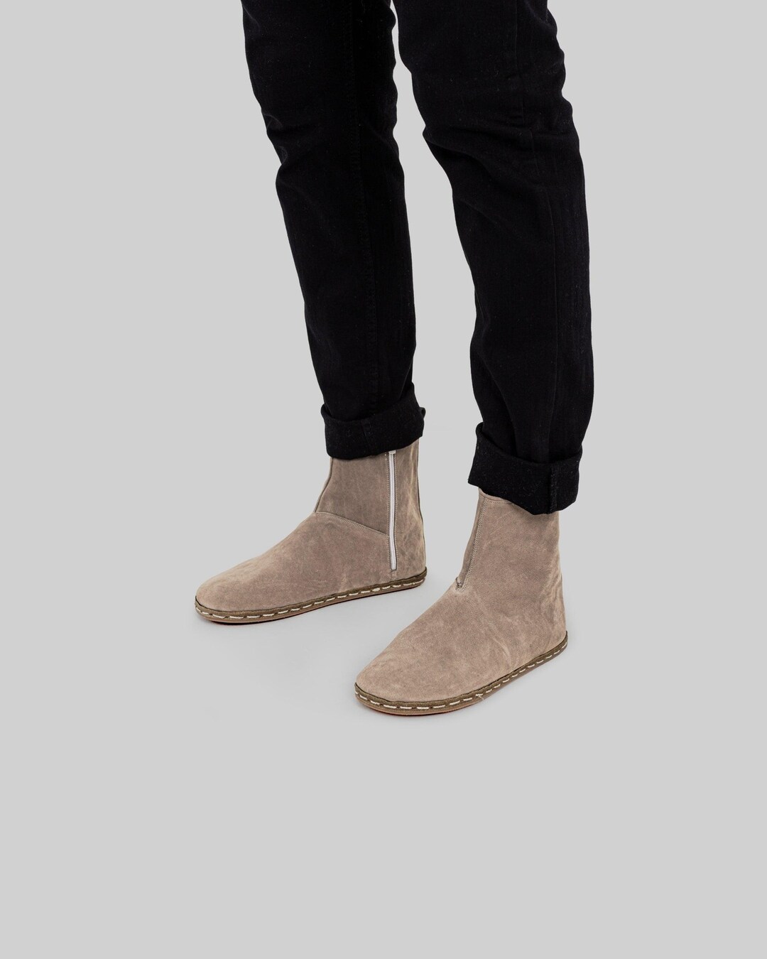 Beige Nubuck Chelsea Boots: Wide Toe Box, Flexible Sole - Etsy