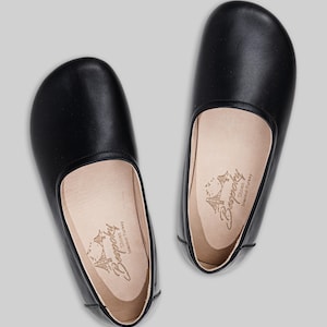 BLACK Handmade Leather Loafers, Flat Ballet Barefoot Zero Drop Leather Ballerinas, Barefoot Shoe Women, Minimalistic Shoes