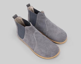 Women’s Barefoot Boots: Gray Suede Minimalist - Wide Toe Box