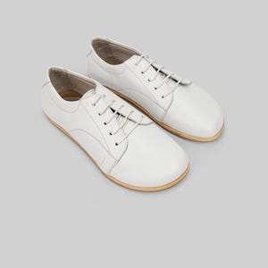 Wide Toe Box Sneakers, White Leather, Zero Drop (Women’s Sizes)