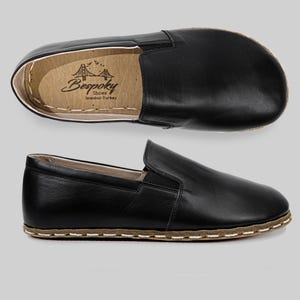 Natural Black Handmade Barefoot Shoes, Wide Toe Box Shoes with Leather Sole, Wider Yemeni Sneakers, Grad Day
