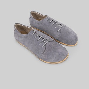 Barefoot Sneakers: Grey Artisan Leather, Wide Toe Box