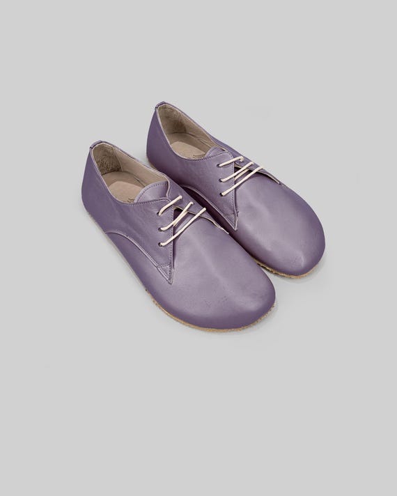 Women Purple Leather Oxford: Old Money Style, Wide Toe Box  display picture 3