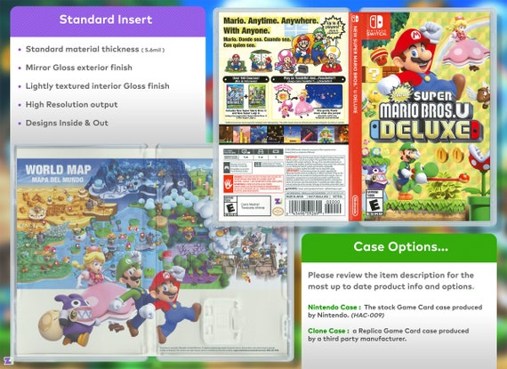 New Super Mario Bros U Deluxe Replacement Case: Double-sided Insert for  Nintendo Switch 