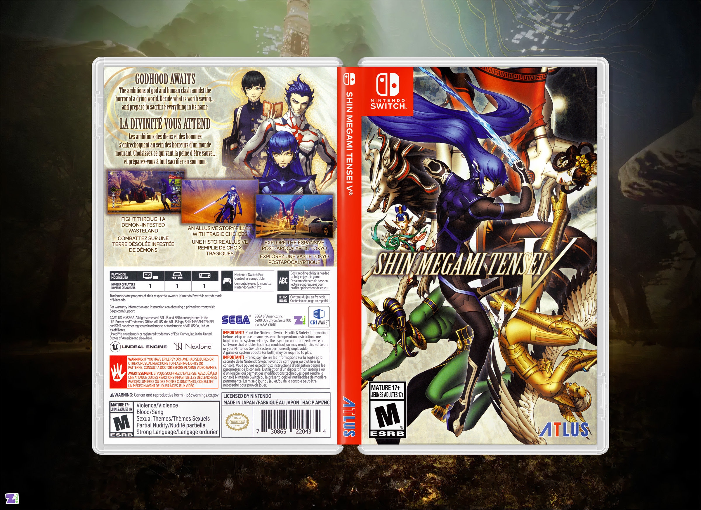 Shin Megami Tensei V Cover Art: Replacement Insert & Case for Nintendo  Switch 