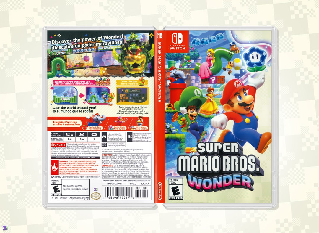 Super Mario Bros. Wonder Cover Art: Replacement Insert / Case for ...