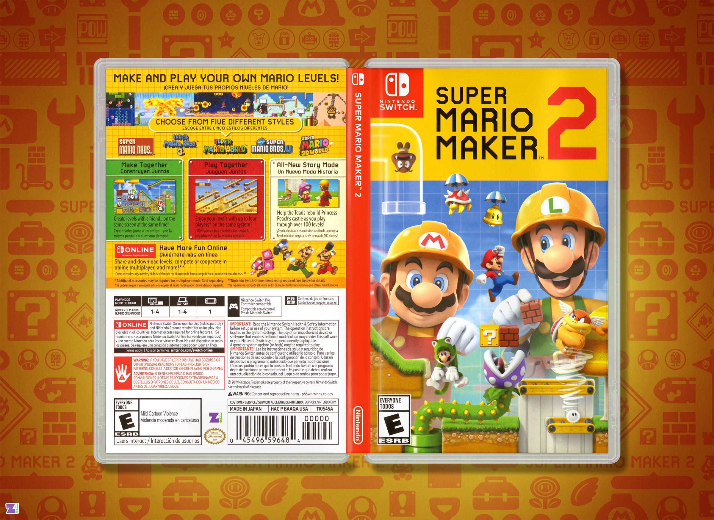 Super Mario Maker 2 Case Quality Replacement Cover Etsy
