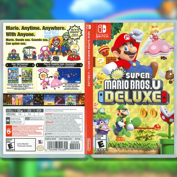 New Super Mario Bros U Deluxe Replacement Case: Double-Sided Insert for Nintendo Switch