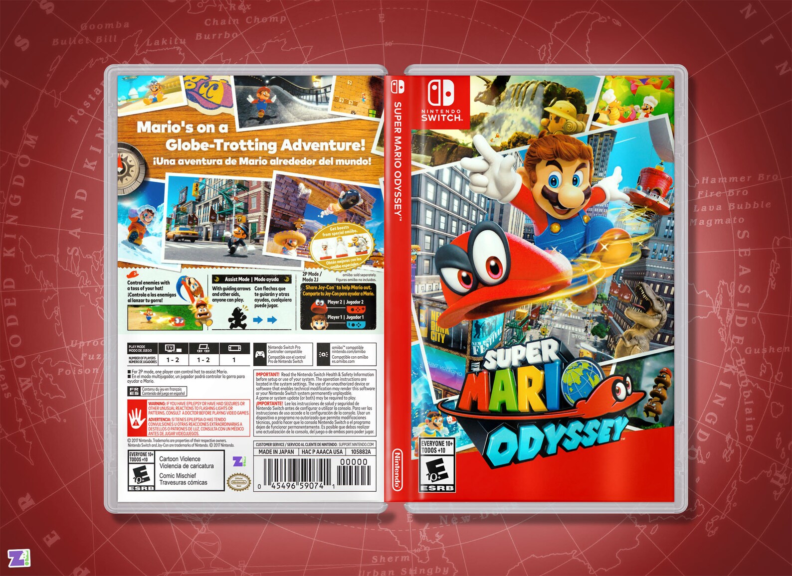 Super Mario Odyssey Replacement Cover Art & Case Doublesided Etsy