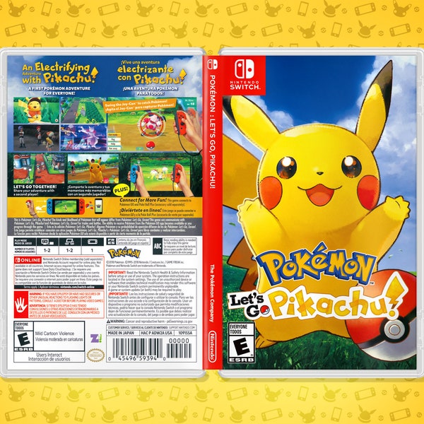 Pokémon Let's Go Pikachu! Cover Art: Replacement Insert & Case for Nintendo Switch