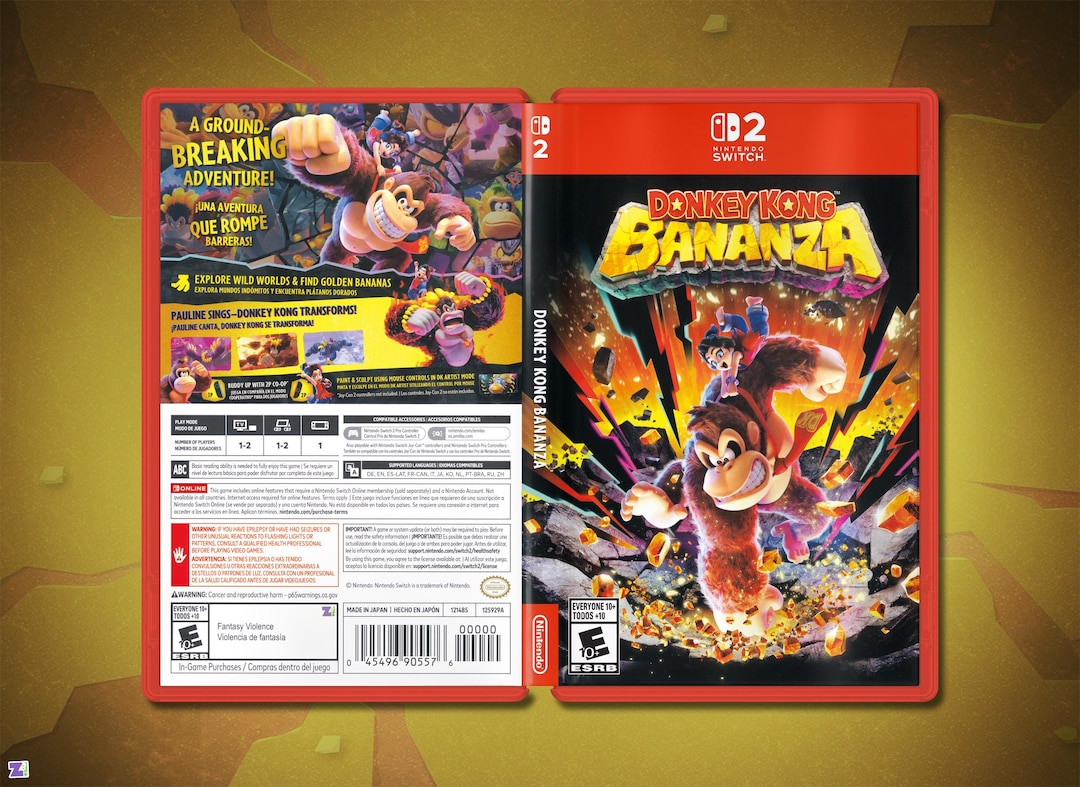 Donkey Kong Bananza Cover Art: Double-sided Insert & Case