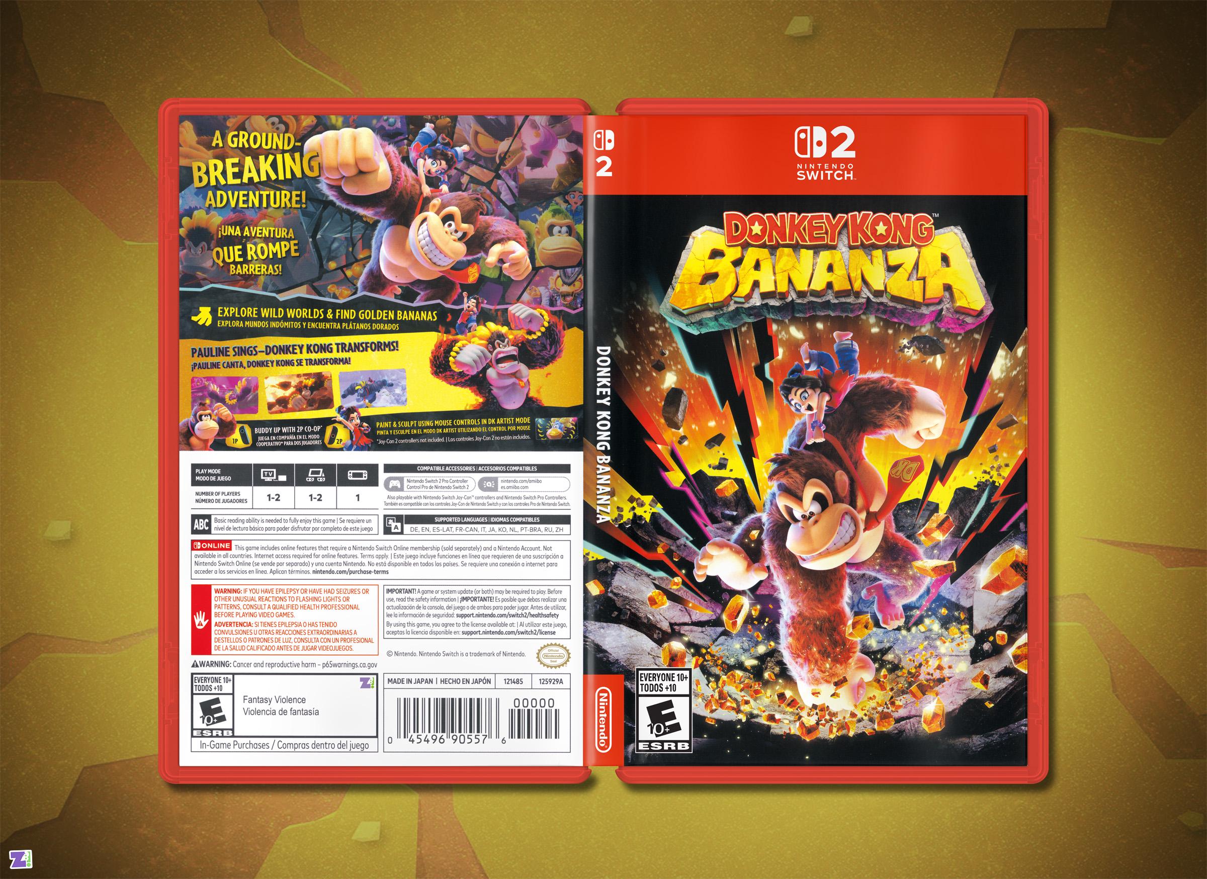 Donkey Kong Bananza Cover Art: Double-sided Insert & Case
