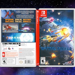 May include: R-Type Final 2 game case for the Nintendo Switch. The cover shows a space battle with spacecraft and the game title. The back of the case displays screenshots and the text "UPGRADE. EVOLVE. DESTROY."