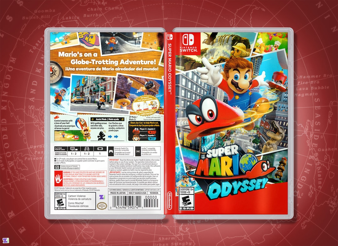 Super Mario Odyssey Cover Art: Replacement Insert & Case for Nintendo  Switch 