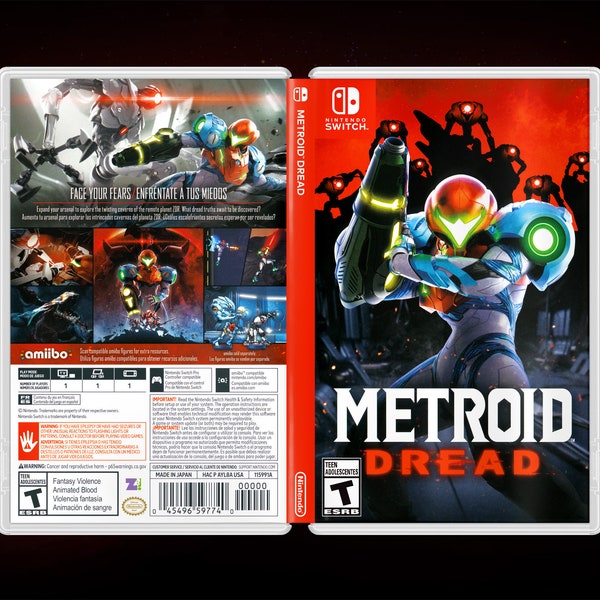 Metroid Dread Cover Art: Replacement Insert & Case for Nintendo Switch