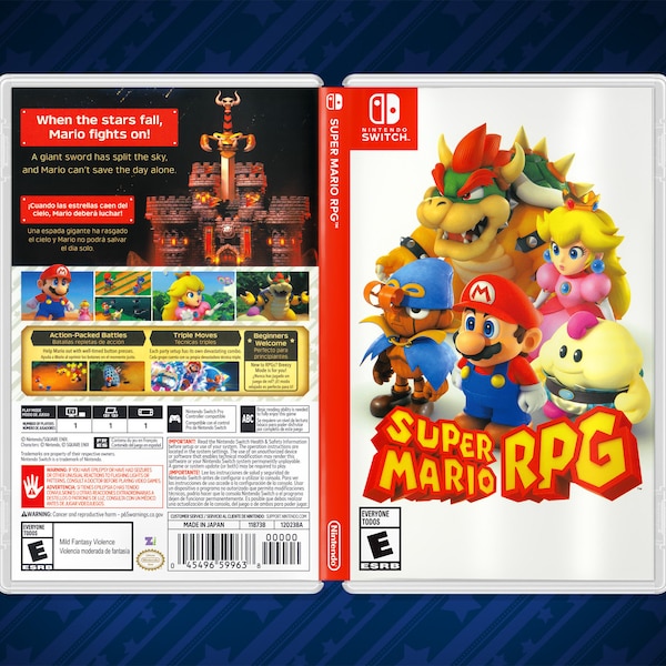 Super Mario RPG Cover Art: Replacement Insert / Case for Nintendo Switch (US Retail)