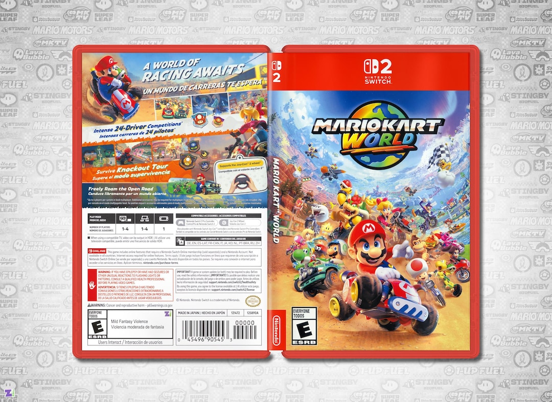 Mario Kart World Cover Art: Double-sided Insert & Case for