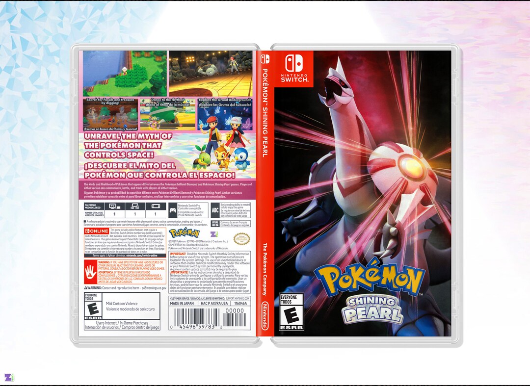 Pokemon Shinning Pearl Cover Art: Replacement Insert / Case for
