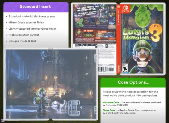 Luigi\'s Case 3 Nintendo - & Cover Switch Art Replacement Mansion for Etsy
