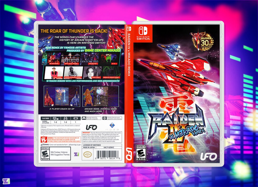 Raiden IV X Mikado Remix Cover Art: Replacement Insert & Case for
