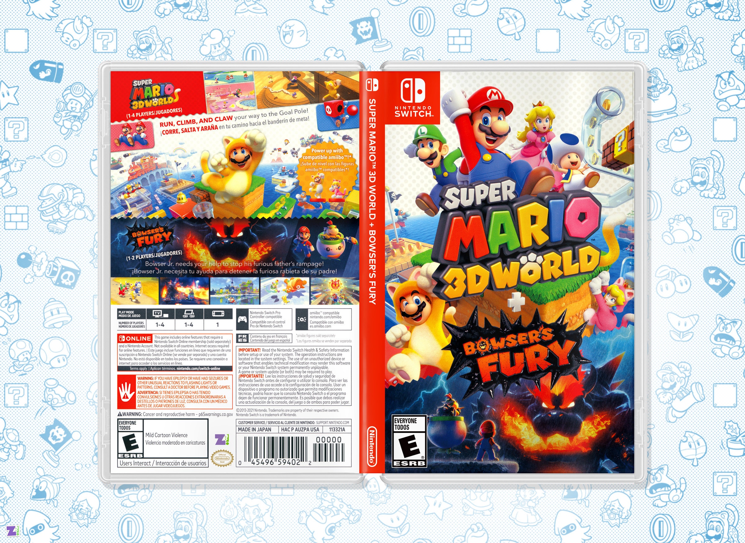 Super Mario 3D World Bowser's Fury Cover Art: Inserto e custodia di  ricambio per Nintendo Switch -  Italia