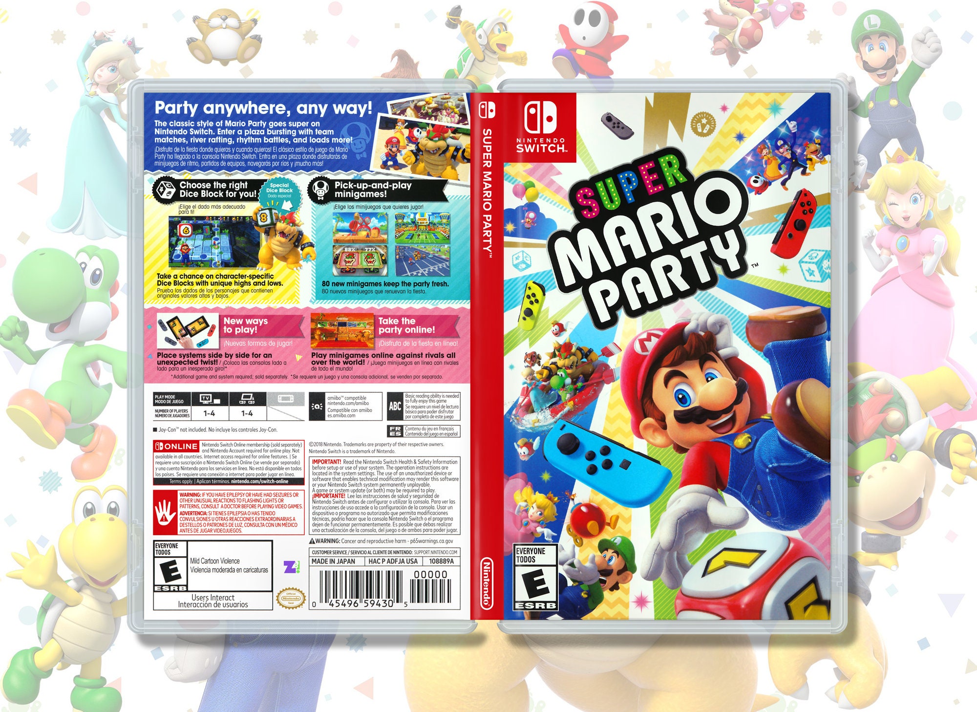 Super Mario Party Game Case & Insert Quality Replacement 