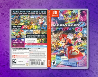 Mario Kart 8 Deluxe Replacement Cover & Case: Double-Sided Insert for Nintendo Switch