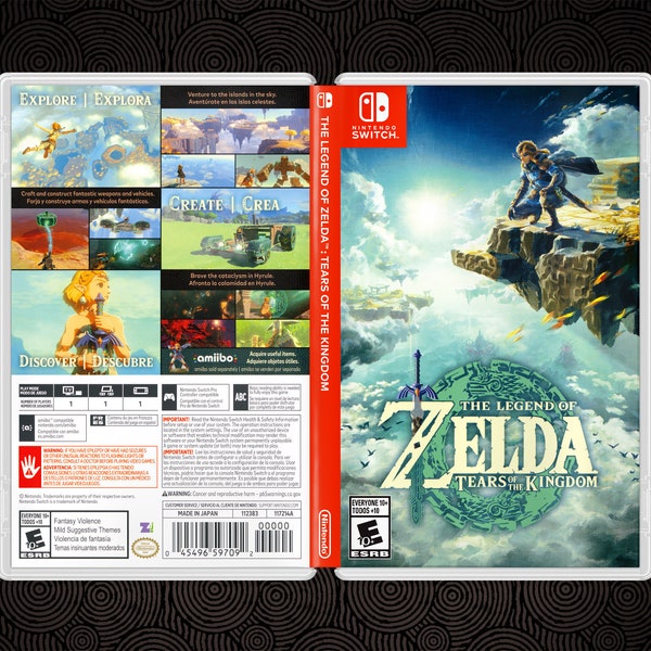 The Legend of Zelda Tears of the Kingdom: Cover Art Replacement Insert / Case for Nintendo Switch (US Retail)