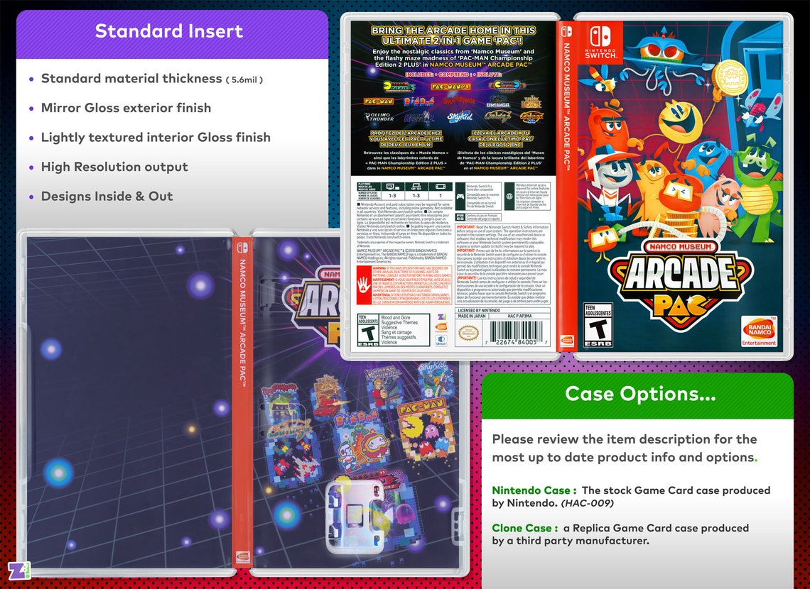 Namco Museum Arcade Pac Cover Art: Replacement Insert & Case for ...