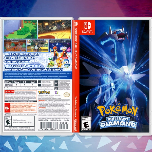 Pokémon Brilliant Diamond Cover Art : Insert et étui de remplacement pour Nintendo Switch