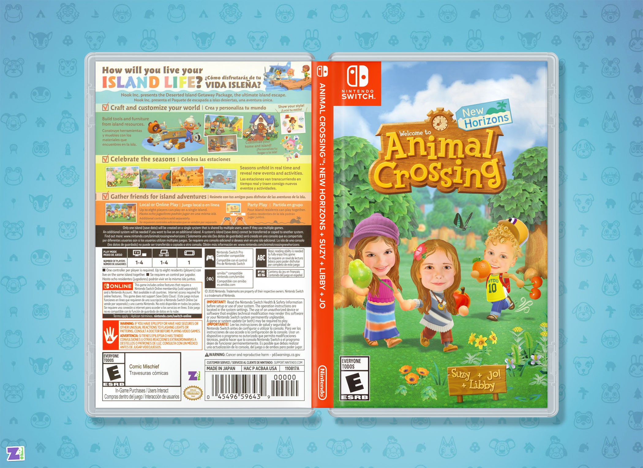 Animal Crossing New Horizons Personalized Cover Art Double sided Insert for Nintendo Switch Etsy