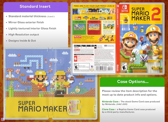 Super Mario Maker 2 Game Case, Nintendo for Insert Quality Switch Etsy Cover Replacement 