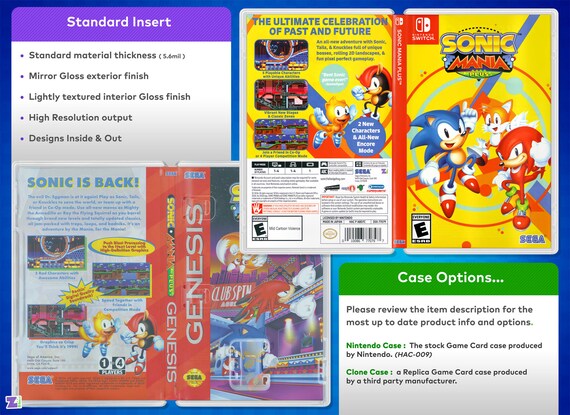Sonic Mania PLUS Cover Art: Reversible Insert & Case for 