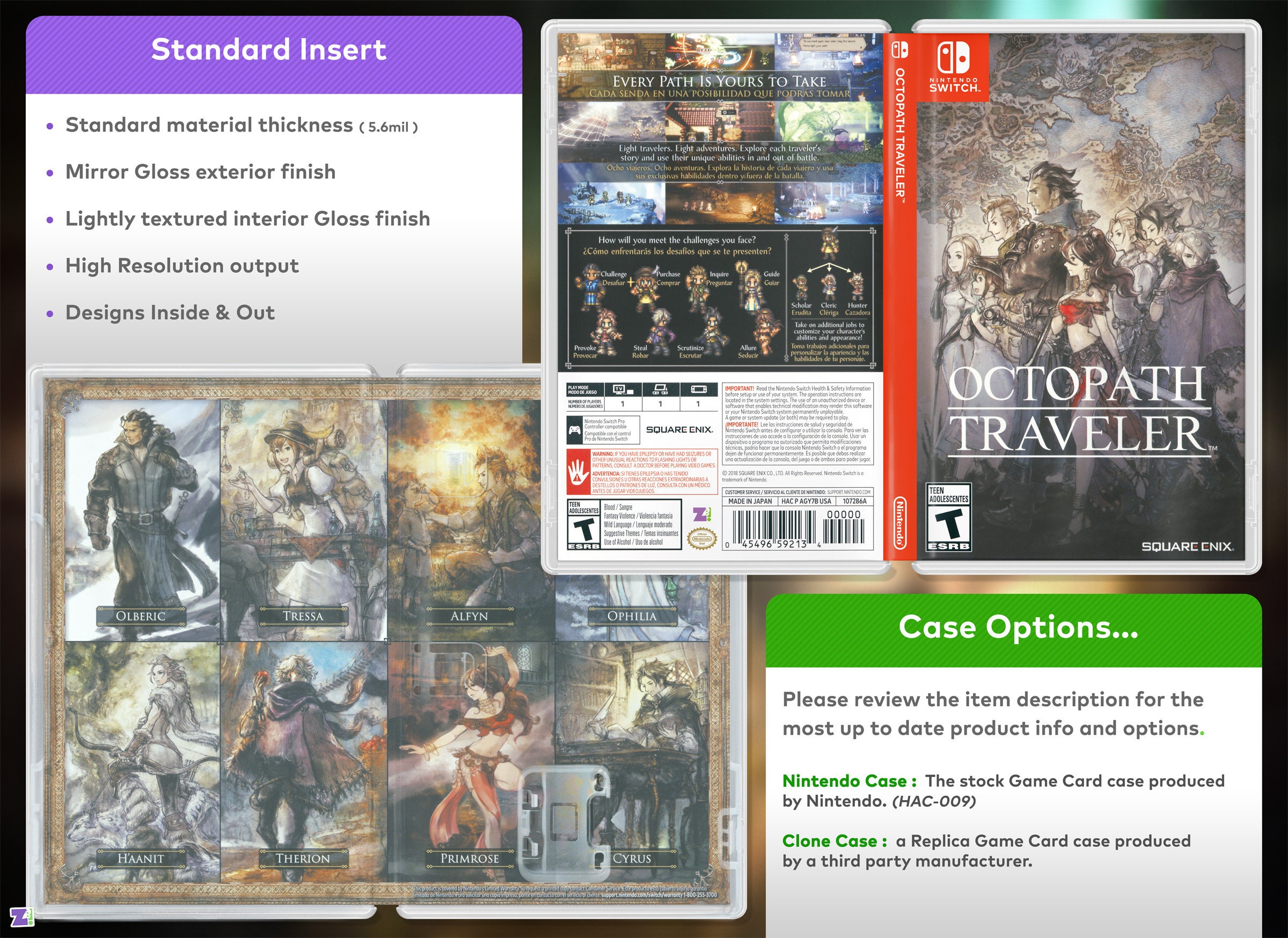 Octopath Traveler Replacement Case: Double-sided Replacement 