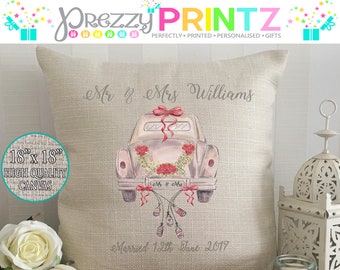 Personalised Crushed Velvet Mr /& Mrs Cushion Set