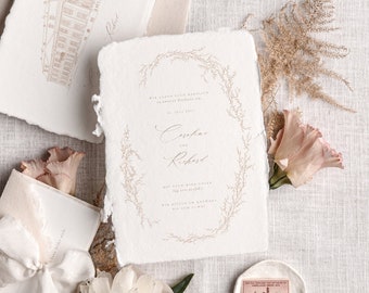 Hochzeitseinladung, Einladungskarten Hochzeit, handgeschöpftes Papier, Büttenpapier, personalisiert, Einladung Hochzeit Luxury Garden