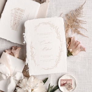 Hochzeitseinladung, Einladungskarten Hochzeit, handgeschöpftes Papier, Büttenpapier, personalisiert, Einladung Hochzeit Luxury Garden