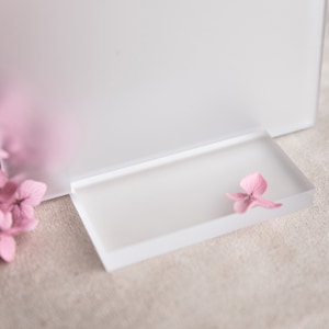 Acrylic card holder table number holder made of frosted glass, stand for sign image 1