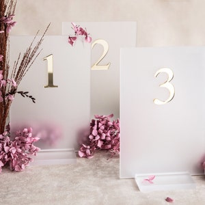 Acrylic card holder table number holder made of frosted glass, stand for sign image 8