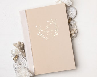 Eheversprechen mit Goldprägung - Ehegelübde Buch DIN A5 Hochzeit in Beige Biscuit