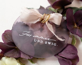 Ringkissen Acryl Hochzeit Ringbox Acrylglas Pflaume