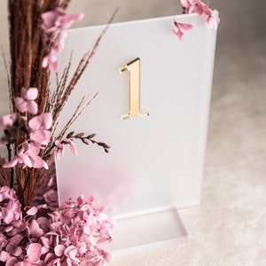 Acrylic card holder table number holder made of frosted glass, stand for sign image 10